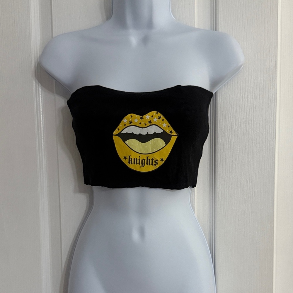 Black Strapless Top with Gold Graphic UCF KNIGHTS